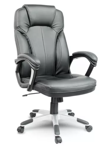 Irodai szék, Sofotel EG-222, fekete, 47-57 cm ülésmagasság, műbőr kárpitozás, hintamechanika, gumírozott kerekek