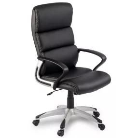   Irodai szék, Sofotel EG-228, fekete, 113-123 cm, 49-59 cm ülésmagasság, bőr kárpit, állítható, hintamechanika, gázliftes magasságállítás, gumírozott kerekek