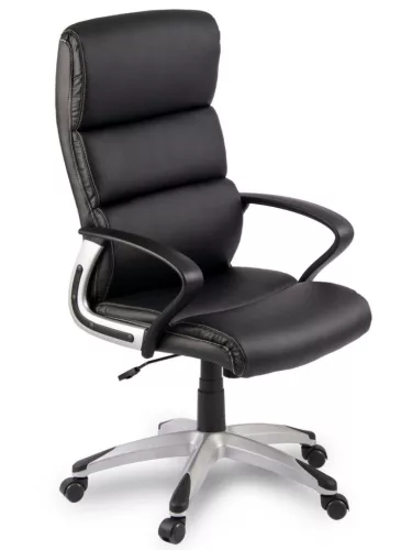 Irodai szék, Sofotel EG-228, fekete, 113-123 cm, 49-59 cm ülésmagasság, bőr kárpit, állítható, hintamechanika, gázliftes magasságállítás, gumírozott kerekek