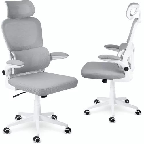 Irodai szék, Sofotel Formax, szürke, 121-131 cm, mikrohálós háttámla, állítható, hintamechanika, gázliftes magasságállítás, gumírozott kerekek, 120 kg teherbírás