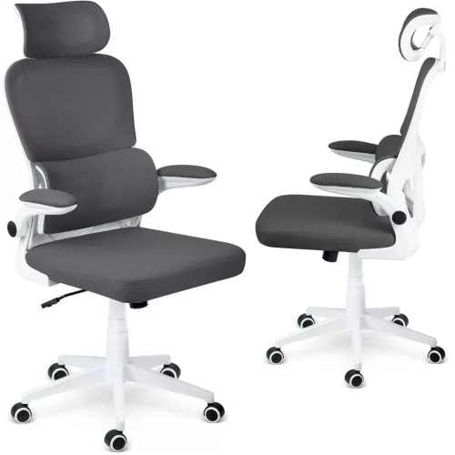 Irodai szék, Sofotel Formax, grafitszürke, 121-131 cm, mikrohálós háttámla, állítható, hintamechanika, gázliftes magasságállítás, gumírozott kerekek, 120 kg teherbírás