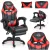 Gamer szék, Sofotel Draknor II, fekete-piros, 36–46 cm ülésmagasság, lábtartós, dönthető, derék- és fejpárnával, 150 kg teherbírás