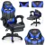 Gamer szék, Sofotel Draknor II, fekete-kék, 36–46 cm ülésmagasság, lábtartós, dönthető, derék- és fejpárnával, 150 kg teherbírás