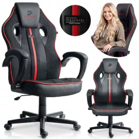   Gamer szék, Sofotel Master, fekete/piros, 33-45 cm ülésmagasság, gumírozott kerekek, fejpárnával, 120 kg teherbírás