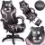 Gamer szék, Sofotel Specter, fekete/rózsaszín, 42-52 cm ülésmagasság, gumírozott kerekek, lábtartós, dönthető, fejpárnával, 120 kg teherbírás