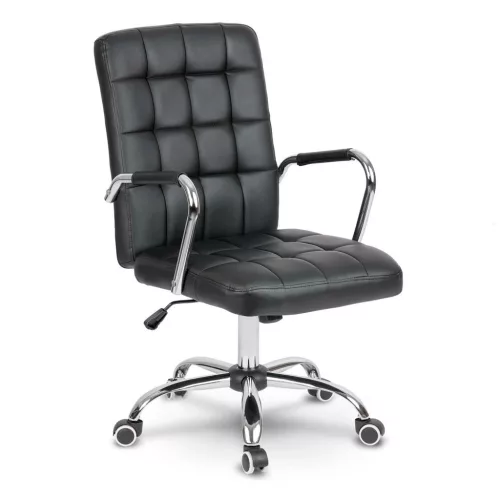 Irodai szék, Sofotel Benton, fekete, műbőr kárpitozás, dönthető Tilt mechanika, magasságállítás, ergonomikus háttámla, karfával