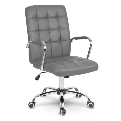 Irodai szék, Sofotel Benton, szürke, 95-105 cm, műbőr kárpit, ergonomikus háttámla, hintamechanika, gázliftes magasságállítás, gumírozott kerekek, 120 kg teherbírás