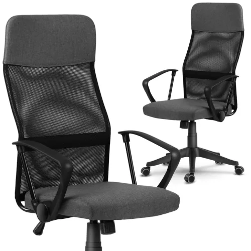 Irodai szék, Sofotel Sydney, sötétszürke, 110-117,5 cm, mikrohálós háttámla, állítható, hintamechanika, gázliftes magasságállítás, gumírozott kerekek