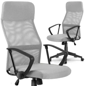   Irodai szék, Sofotel Sydney, világosszürke, 110-117,5 cm, mikrohálós háttámla, állítható, hintamechanika, gázliftes magasságállítás, gumírozott kerekek