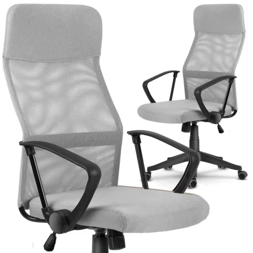 Irodai szék, Sofotel Sydney, világosszürke, 110-117,5 cm, mikrohálós háttámla, állítható, hintamechanika, gázliftes magasságállítás, gumírozott kerekek