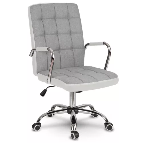 Irodai szék, Sofotel Benton, világosszürke, 95-105 cm, műbőr kárpit, ergonomikus háttámla, hintamechanika, gázliftes magasságállítás, gumírozott kerekek, 120 kg teherbírás
