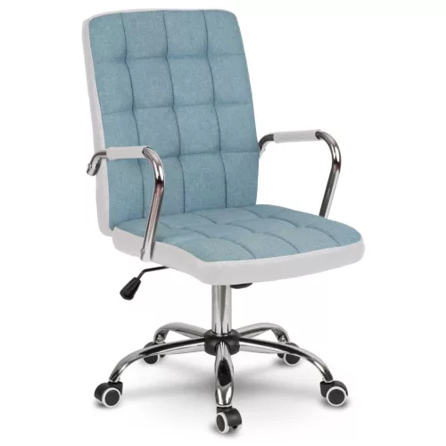 Irodai szék, Sofotel Benton, kék, 95-105 cm, műbőr kárpit, ergonomikus háttámla, hintamechanika, gázliftes magasságállítás, gumírozott kerekek, 120 kg teherbírás