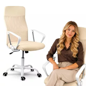   Irodai szék, Sofotel Tamar, bézs, 105-115 cm, 34-44 cm ülésmagasság, mikrohálós háttámla, állítható, hintamechanika, gázliftes magasságállítás, gumírozott kerekek