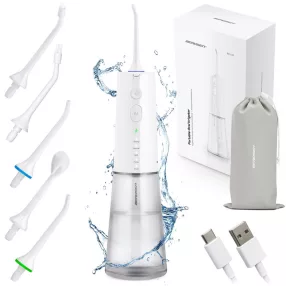   Akkumulátoros szájzuhany, Berdsen BD-210, fehér, 5 üzemmód, 300 ml, impulzusok száma: 1800/perc, maximum 9 bar, 360°-os fej, IPX7 vízálló, USB-C