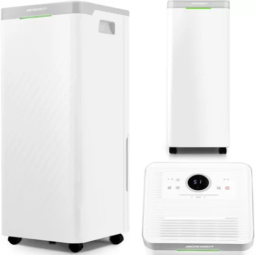 Páramentesítő, Berdsen BD-522, fehér, 3500 ml tartály, 20 l/24 h, kompresszoros, LCD kijelző, higrosztátos, éjszakai mód, folyamatos vízelvezetés, 48 dB, 320 W