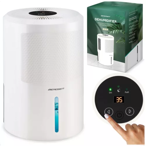 Páramentesítő, Berdsen BD-530, fehér, 2000 ml tartály, 750 ml/nap, ultracsendes 34 dB, Peltier-technológia, érintőpanel, időzítő, éjszakai mód, 60 W
