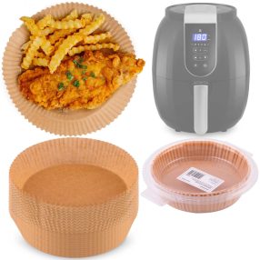   Sütőpapír Air Fryer forrólevegős sütőhöz, Berdsen, 16 cm, 20 db, natúr barna, hőálló kivitel, tapadásmentes, kör alakú