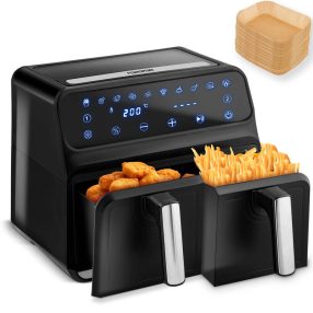  Air Fryer forrólevegős sütő, Berdsen BD-653, 8 l, ezüst/fekete, olaj nélküli sütés, hőszigetelést biztosító ház, rozsdamentes tálca, 1700 W