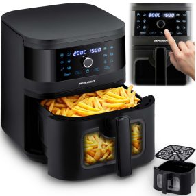   Air Fryer forrólevegős sütő, Berdsen BD-661, 8 l, fekete, olaj nélküli sütés, érintőkijelzős, 12 programos, ablakos kosár, LED világítás, 1700 W