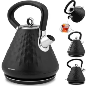   Vízforraló, Berdsen BD-700, 1700 ml, fekete, 1850-2200 W, fém ház, szárazonforrás elleni védelem, 360°-os talp, világító kapcsoló, kivehető vízkőszűrő