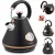 Vízforraló, Berdsen BD-701, 1700 ml, fekete, 1850-2200 W, fém ház, szárazonforrás elleni védelem, 360°-os talp, világító kapcsoló, kivehető vízkőszűrő, hőmérővel