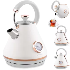   Vízforraló, Berdsen BD-701, 1700 ml, fehér, 1850-2200 W, fém ház, szárazonforrás elleni védelem, 360°-os talp, világító kapcsoló, kivehető vízkőszűrő, hőmérővel