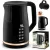 Vízforraló, Berdsen BD-706, 1700 ml, fekete, 1850-2200 W, fém ház, érintőpaneles hőfokbeállítás, melegen tartás 2 óráig, 360°-os talp, hőmérővel
