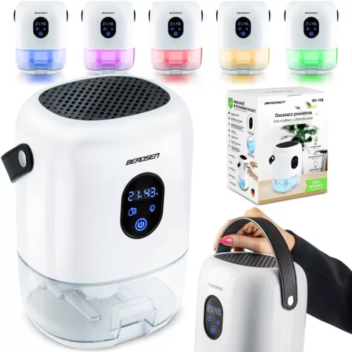 Páramentesítő, Berdsen BR-10B, fehér, 1000 ml tartály, ultra csendes 34 dB, Peltier-technológia, LED fény, éjszakai mód, 22,5 W