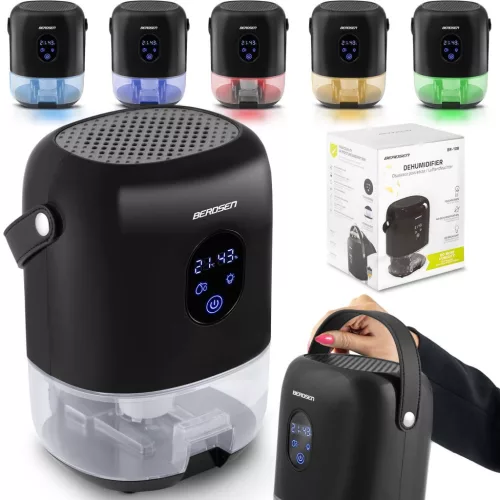 Páramentesítő, Berdsen BR-10B, fekete, 1000 ml tartály, ultra csendes 34 dB, Peltier-technológia, LED fény, éjszakai mód, 22,5 W