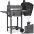 Faszenes grill, Berdsen BD-892, antracit, acél, 110 x 96 x 35 cm, kétrészes öntöttvas rács: 42 x 31,5 cm, kerekek, 389190 vízlepergető védőponyvával