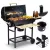Faszenes grill, Berdsen BD-895, fekete, acél, 111 x 64 x 107 cm, kéménnyel, beépített hőmérő, öntöttvas rács: 70 x 35 cm, kerekek (TE389500)