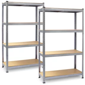   Műhelypolc szett, Plonos PL-700, ezüst, 150 x 75 x 30 cm, 4 polcos, acél, MDF polclapok, állítható polcmagasság, teherbírás: 135 kg/polc, 2 db-os szett