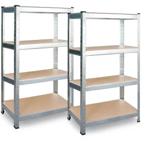   Műhelypolc szett, Plonos PL-702, ezüst, 180 x 90 x 40 cm, 4 polcos, acél, MDF polclapok, állítható polcmagasság, teherbírás: 150 kg/polc, 2 db-os szett