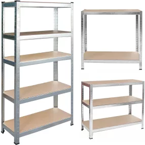   Műhelypolc, Humberg HR-812, ezüst, 180 × 90 × 40 cm, 5 polcos, acél, MDF polclapok, állítható polcmagasság, teherbírás: 175 kg/polc