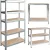 Műhelypolc, Humberg HR-812, ezüst, 180 × 90 × 40 cm, 5 polcos, acél, MDF polclapok, állítható polcmagasság, teherbírás: 175 kg/polc