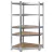 Műhelypolc, Humberg HR-817, ezüst, 180 x 90 x 40 cm, sarok, 5 polcos, acél, MDF polcalpok, állítható polcmagasság, teherbírás: 175 kg/polc
