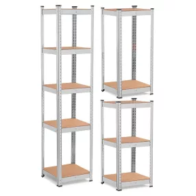   Műhelypolc, Humberg 4819, ezüst, 180 x 40 x 40 cm, 5 polcos, acél, MDF polclapok, állítható polcmagasság, teherbírás: 100 kg/polc