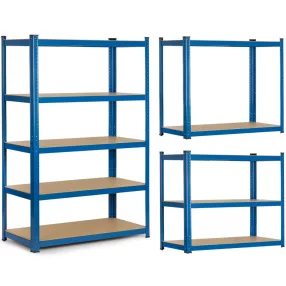   Műhelypolc, Humberg 4842, kék, 150 x 75 x 30 cm, 5 polcos, acél, MDF polclapok, állítható polcmagasság, teherbírás: 125 kg/polc
