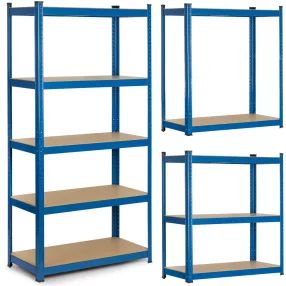   Műhelypolc, Humberg 4845, kék, 180 x 90 x 30 cm, 5 polcos, acél, MDF polclapok, állítható polcmagasság, teherbírás: 175 kg/polc
