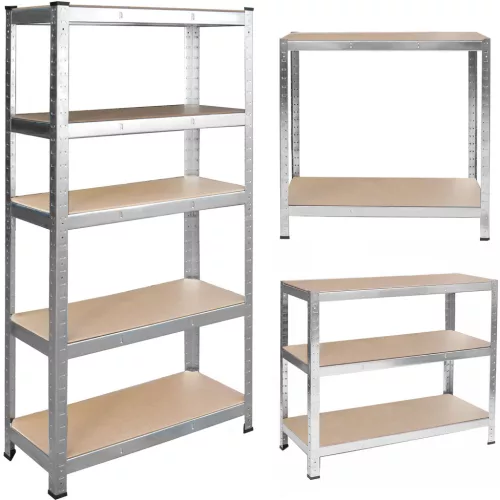 Műhelypolc, Humberg 4846, ezüst, 180 x 90 x 40 cm, 5 polcos, acél, MDF polclapok, állítható polcmagasság, teherbírás: 265 kg/polc