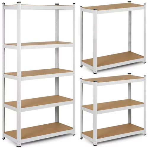 Műhelypolc, Humberg 4847, fehér, 180 x 90 x 40 cm, 5 polcos, acél, MDF polclapok, állítható polcmagasság, teherbírás: 175 kg/polc