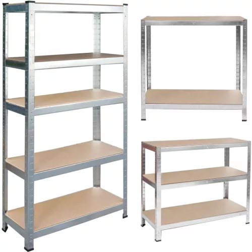 Műhelypolc, Humberg 4849, ezüst, 180 x 100 x 50 cm, 5 polcos, acél, MDF polclapok, állítható polcmagasság, teherbírás: 175 kg/polc