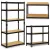 Műhelypolc, Humberg HR-854, fekete, 183 x 90 x 40 cm, 5 polcos, acél, MDF polclapok, állítható polcmagasság, teherbírás: 265 kg/polc