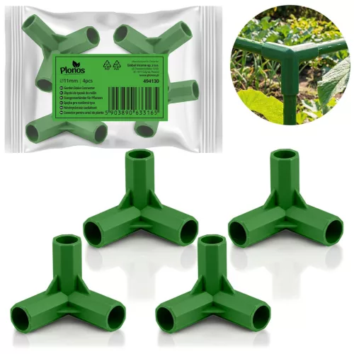 Növénytámasz csatlakozó, Plonos PL-941, zöld, átmérő: 1, 1 cm, 3-as típus, 40 mm magas, PE műanyag, 4 db-os csomag (TE494130)