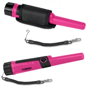   Fémdetektor, Cobra Tector CT-1078, rózsaszín, 24,2 x 3,7 cm, IPX8 vízálló, 3 riasztási mód, beépített LED lámpa, 360° érzékelés, automatikus hangolás, elemes (1 db 9V)