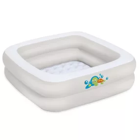   Utazó gyerekkád, Bestway 51116, világosszürke/fehér, 86 x 86 x 25 cm, felfújható, PVC, 0-3 éves korig