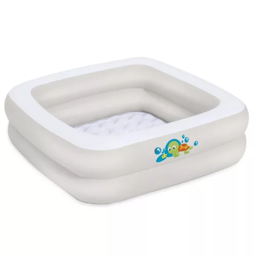 Utazó gyerekkád, Bestway 51116, világosszürke/fehér, 86 x 86 x 25 cm, felfújható, PVC, 0-3 éves korig