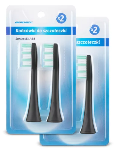 Szónikus fogkefefej, Berdsen Sonica, fekete, 4 db, lepedékeltávolító, zománckímélő, Berdsen Sonica B3 és B4 fogkeféhez