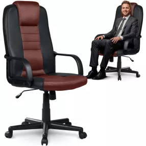   Irodai szék, Sofotel 518B, fekete/barna, 109–118 cm, ergonomikus, dönthető, gázliftes magasságállítás, mikrohálós, műbőr betétekkel, 120 kg teherbírás