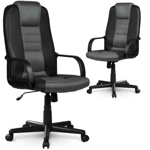 Irodai szék, Sofotel 518B, fekete/szürke, 109–118 cm, ergonomikus, dönthető, gázliftes magasságállítás, mikrohálós, műbőr betétekkel, 120 kg teherbírás